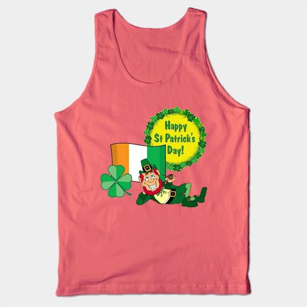 Saint Patricks Day Leprechaun T Shirt for proud Irish Shamrock Tank Top by gdimido